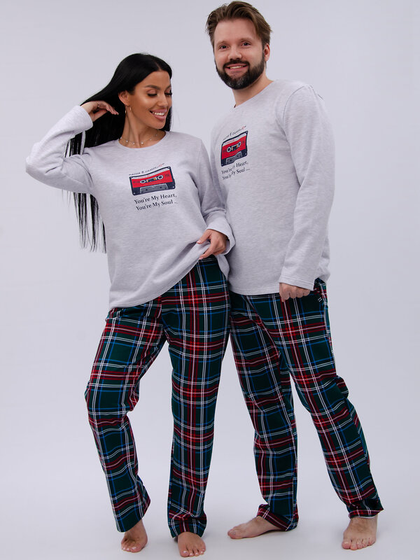 Malina Пижама 577659 3189 светло-серый меланж/зелёный