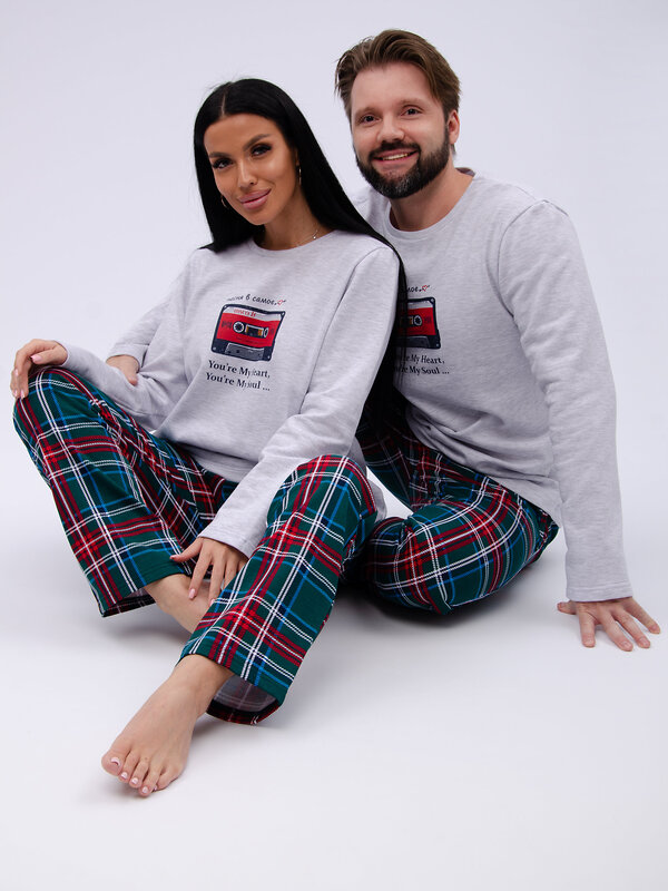 Malina Пижама 577659 3189 светло-серый меланж/зелёный