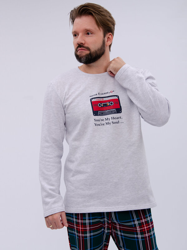 Malina Пижама 577663 3190 светло-серый меланж/зелёный