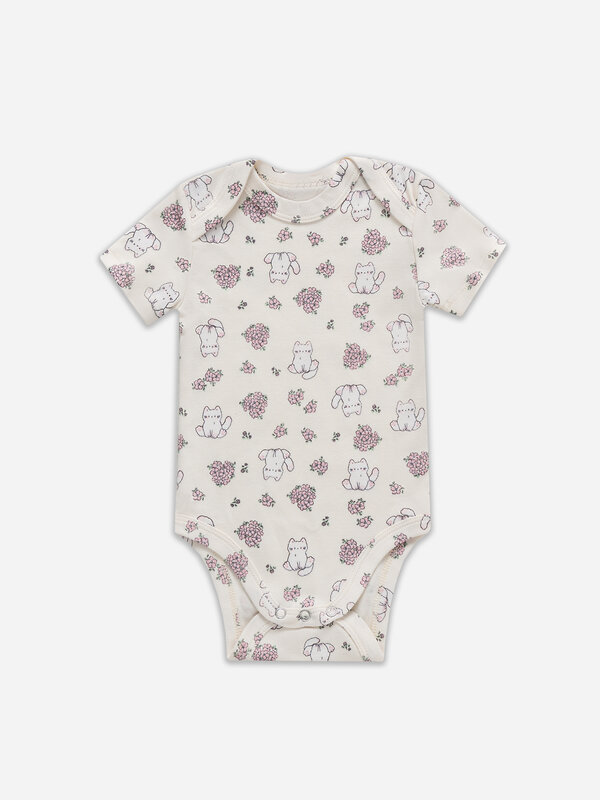 MARK FORMELLE Боди детское 578139 13015-3 котики с цветами на молочном +мята +цветочки на розовом