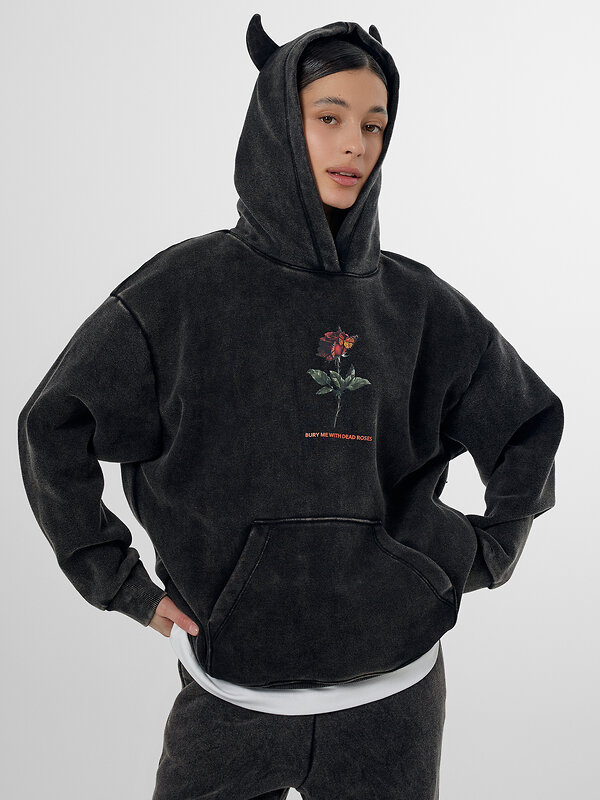 MARK FORMELLE Худи 578489 122775-2 ACID WASH черный +печать