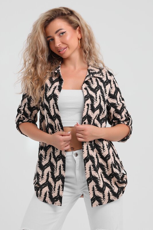 Натали Рубашка 578516 36961 черно-бежевый