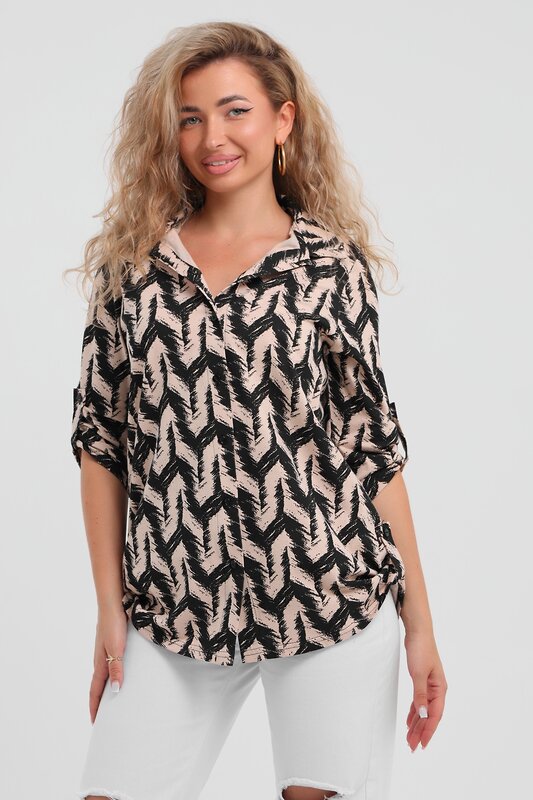 Натали Рубашка 578516 36961 черно-бежевый