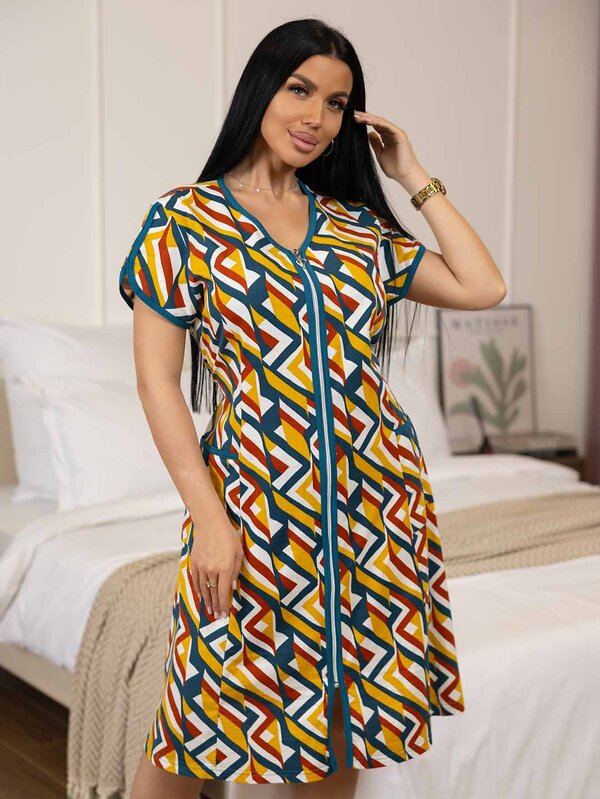 Текс-плюс Халат 578554 00-00246547 Зеленый,оранжевый, белый