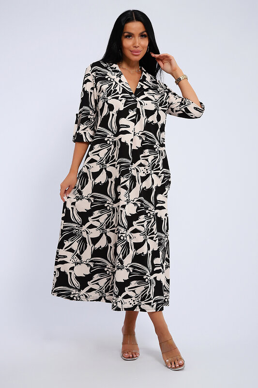 Натали Платье 578590 83802 черно-бежевый