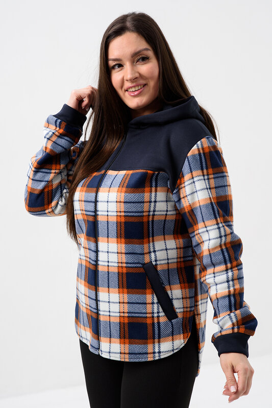 Натали Толстовка 578622 52452 темно-синий, клетка