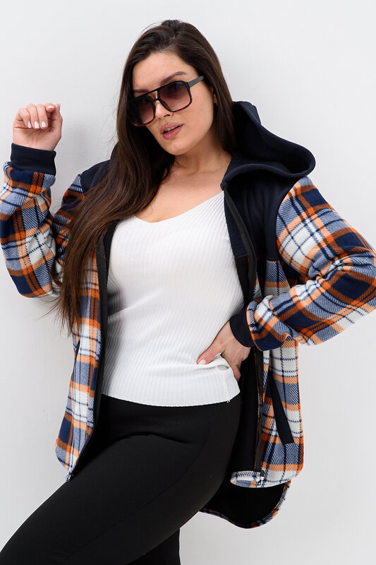 Натали Толстовка 578622 52452 темно-синий, клетка