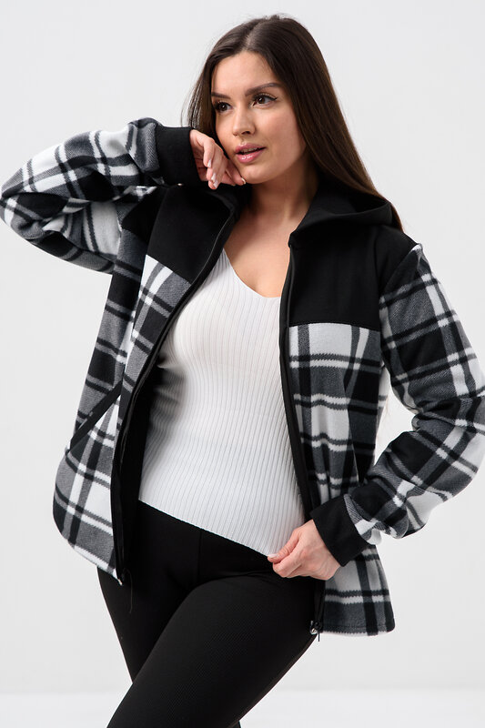 Натали Толстовка 578623 52452 черный/клетка