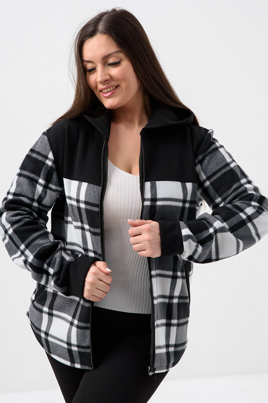 Натали Толстовка 578623 52452 черный/клетка