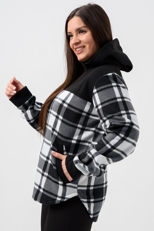 Натали Толстовка 578623 52452 черный/клетка