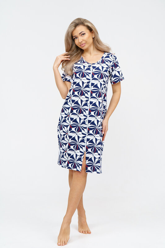 Натали Халат 578653 36930 бело-синий