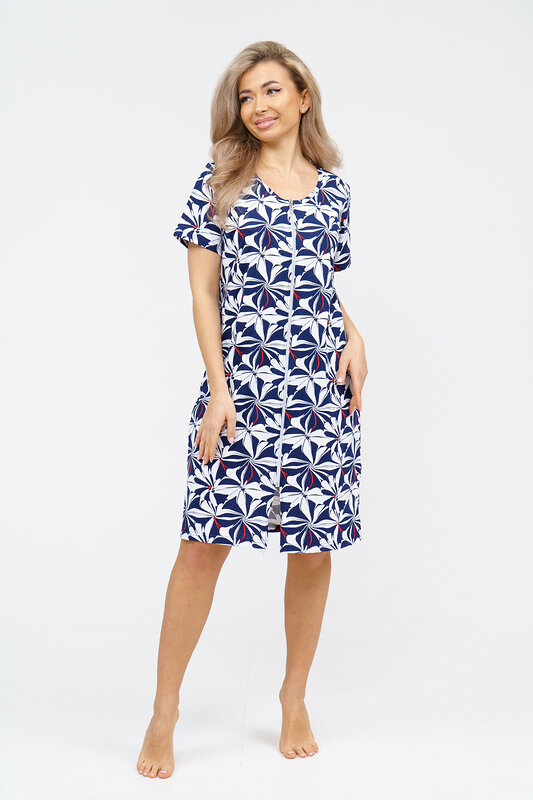 Натали Халат 578653 36930 бело-синий