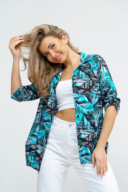 Натали Рубашка 578662 36925 бирюза