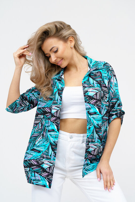 Натали Рубашка 578662 36925 бирюза