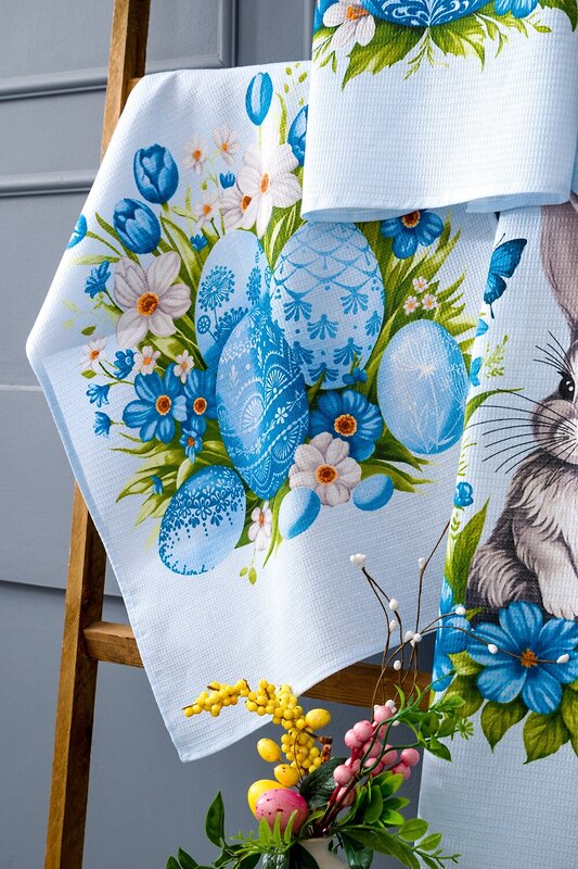 Натали Полотенце 578676 Пасхальные истории набор полотенец вафельных голубой