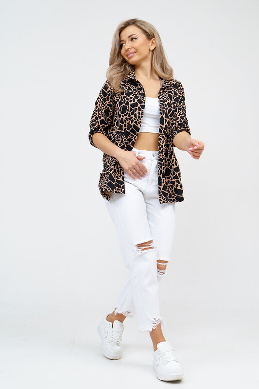 Натали Рубашка 578680 36917 черно-бежевый