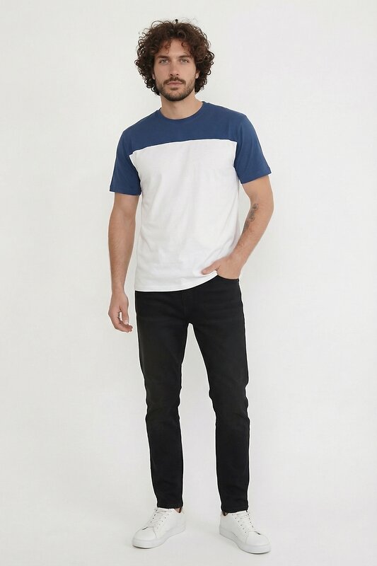 Натали Футболка 578703 14482 белый+джинс