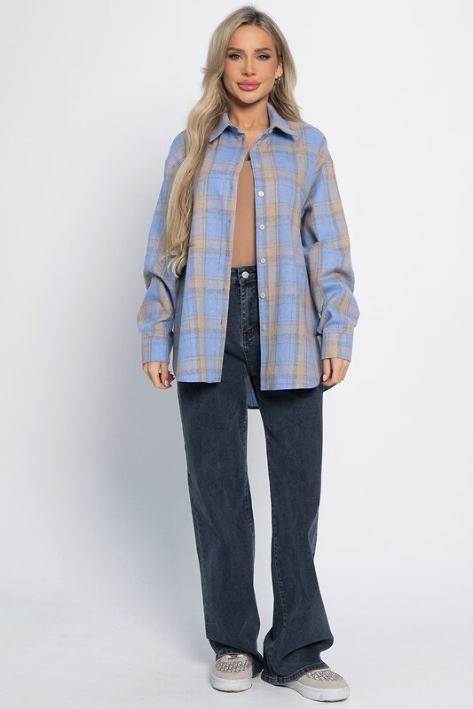 LT Collection Рубашка 578742 Б15107-7М голубой, бежевый