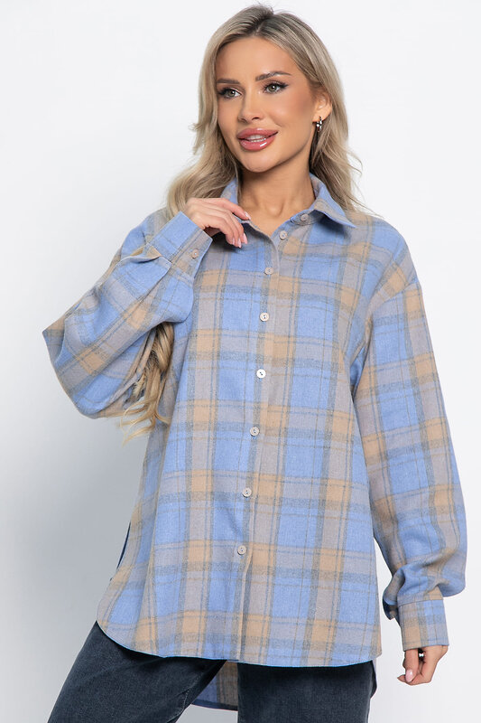 LT Collection Рубашка 578742 Б15107-7М голубой, бежевый