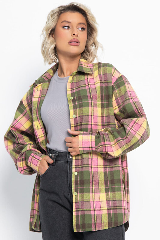 LT Collection Рубашка 578743 Б15106-7М зеленый, розовый