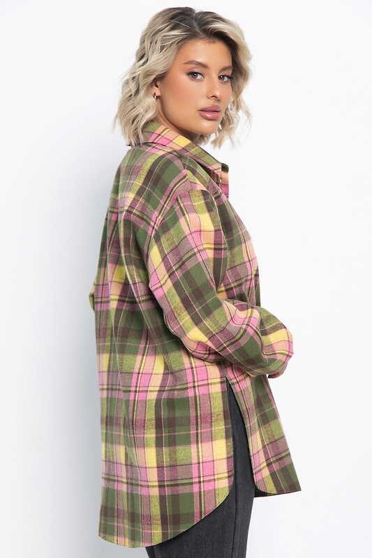 LT Collection Рубашка 578743 Б15106-7М зеленый, розовый
