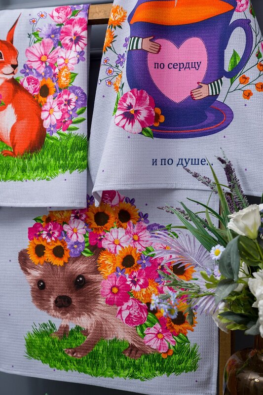 Натали Полотенце 578910 Набор полотенец Цветочное настроение серый с цветами