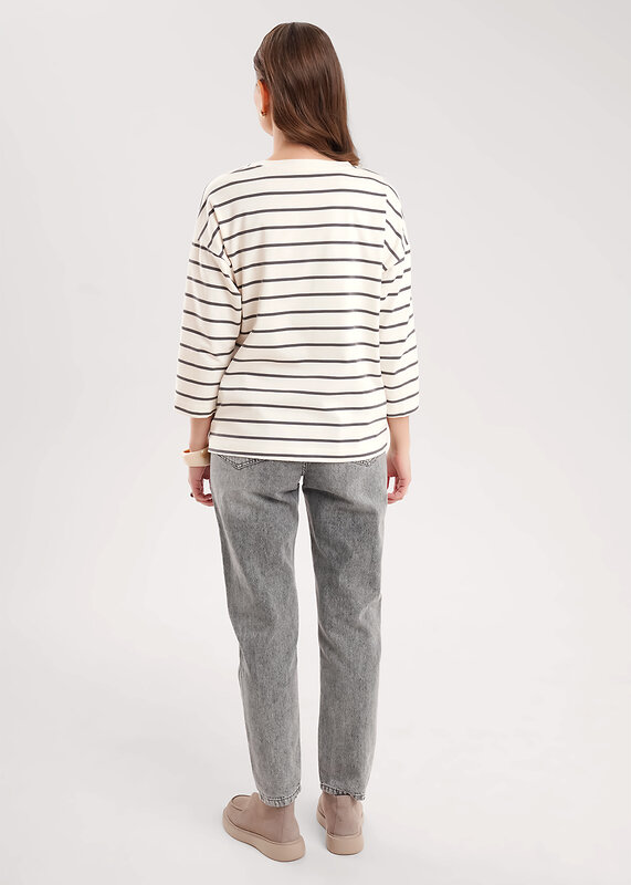 CLEVER Джемпер 579110 267091/195кнт молочный/т.серый