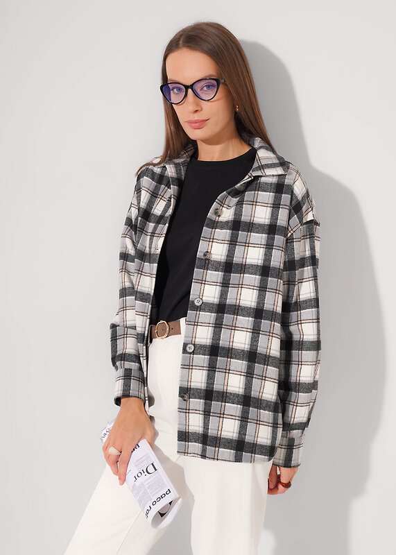 CLEVER Блузка 579318 363265ппн т.серый/молочный