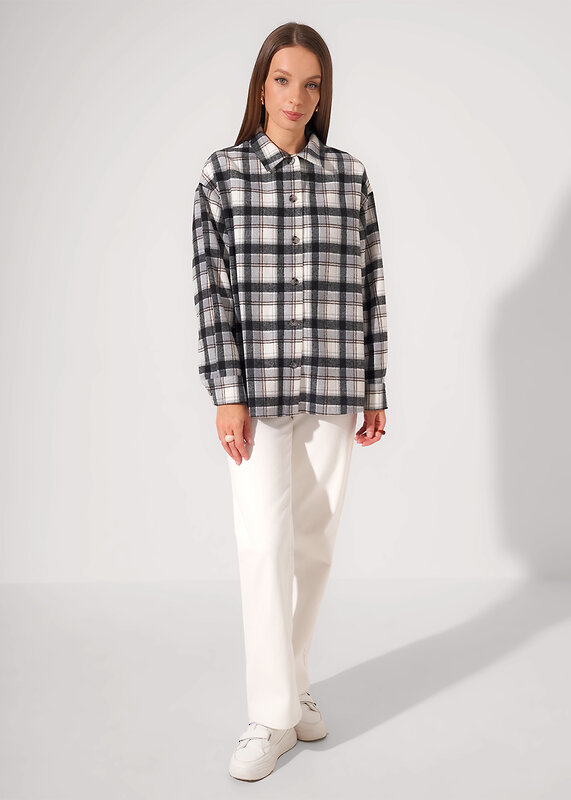 CLEVER Блузка 579318 363265ппн т.серый/молочный