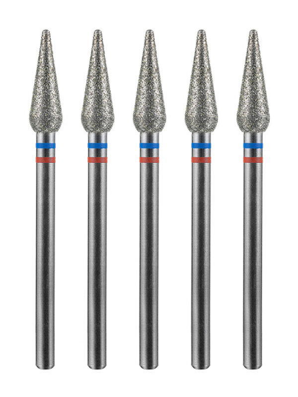 MANITA Фреза алмазная капля большая для аппаратного маникюра 866.104.260.120.040 ФАК-4.0 12 М-С, сине-красная насечка, ø 4,0 мм, 5 шт. 579765 28370 