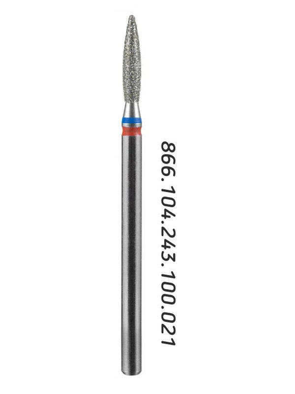 MANITA Фреза алмазная пламя острое для аппаратного маникюра 866.104.243.100.021 ФАП-2.1 10 М-С, сине-красная насечка, ø 2,1 мм, 5 шт. 579766 28365 