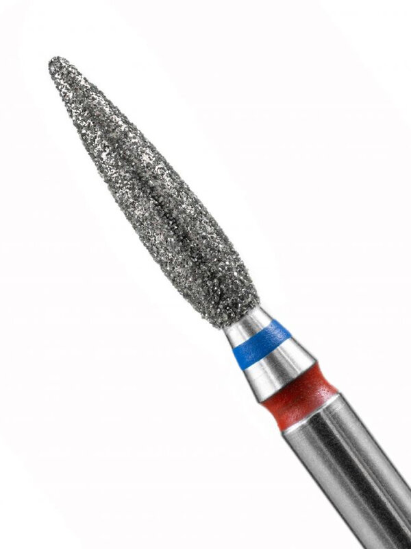 MANITA Фреза алмазная пламя острое для аппаратного маникюра 866.104.243.100.023 ФАП-2.3 10 М-С, сине-красная насечка, ø 2,3 мм, 5 шт. 579767 28366 