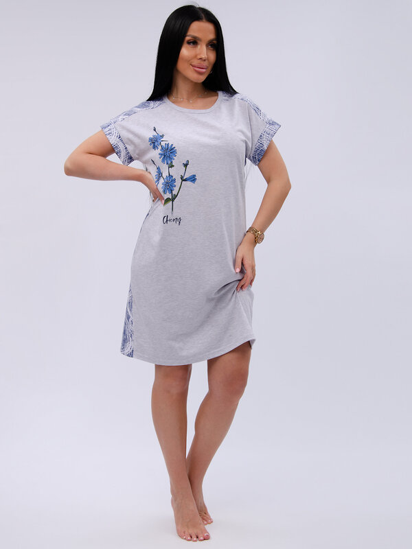 Malina Сорочка 579808 1844 светло-серый меланж/синий