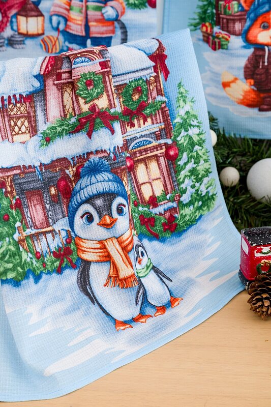 Натали Полотенце 579931 Набор полотенец Любимые сказки Деда Мороза гол,корич,бел