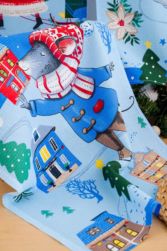 Натали Полотенце 579934 Набор кухонных полотенец Зимний день голубой/синий