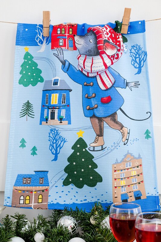 Натали Полотенце 579934 Набор кухонных полотенец Зимний день голубой/синий