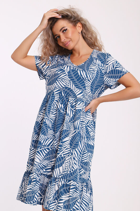 Натали Платье 579993 13287 бело-синий