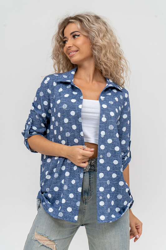 Натали Рубашка 579998 36824 горох джинс