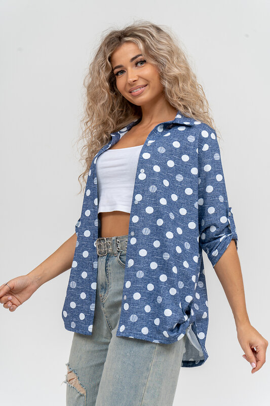 Натали Рубашка 579998 36824 горох джинс