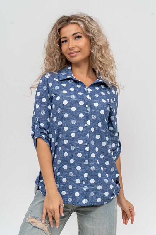 Натали Рубашка 579998 36824 горох джинс