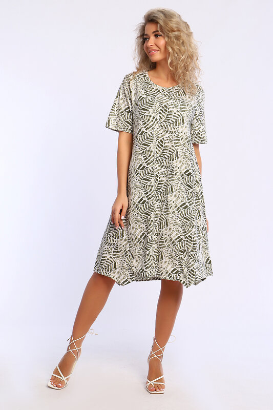 Натали Платье 580052 13241 бело-зеленый