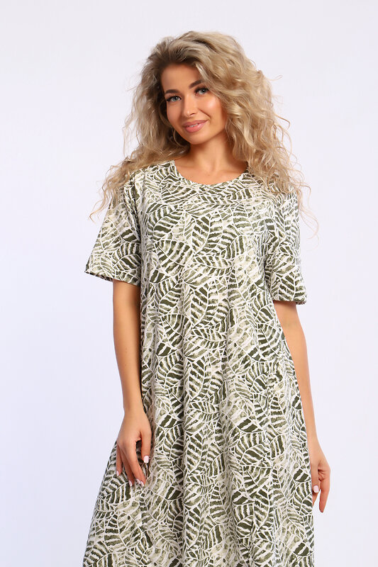 Натали Платье 580052 13241 бело-зеленый