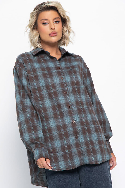 LT Collection Рубашка 580081 Б15108-7М коричневый, голубой