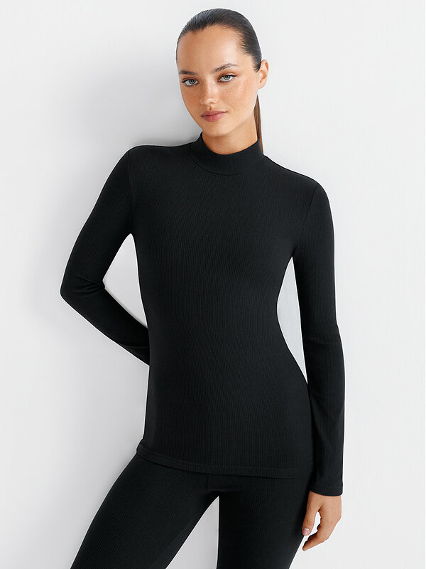 Omsa Лонгслив 580283 OmD 1624T RB Лонгслив стойка жен. "Термо" Nero (Черный)