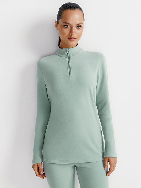 Omsa Лонгслив 580331 OmD 1622T PV Лонгслив стойка молния жен. "Термо" Menta (Зеленый)
