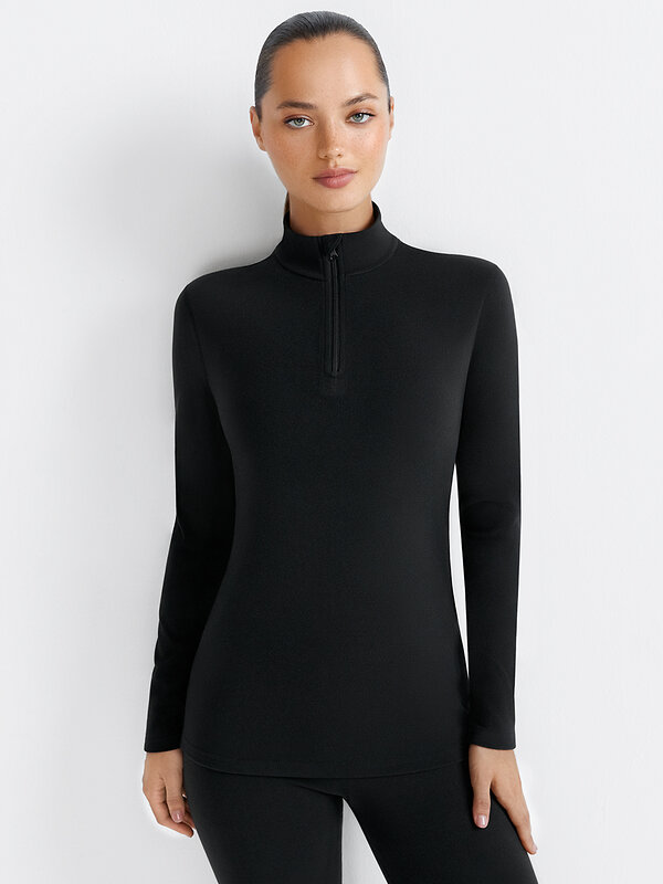 Omsa Лонгслив 580335 OmD 1622T PV Лонгслив стойка молния жен. "Термо" Nero (Черный)