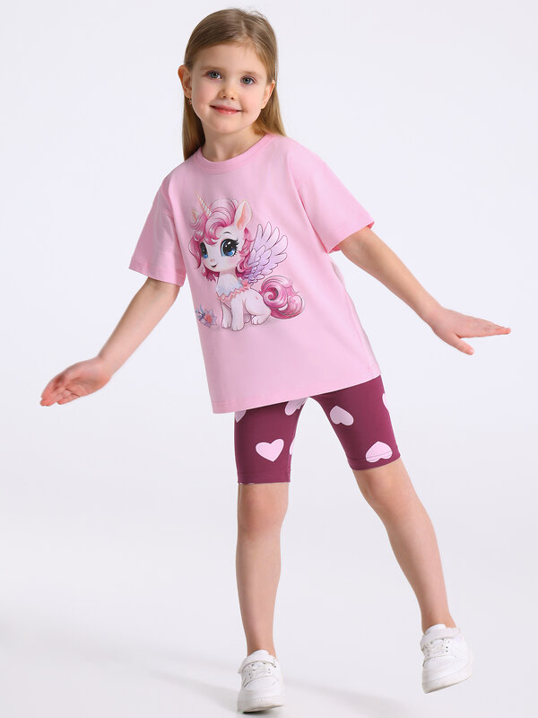 Апрель Комплект 580379 2ДФВ5766804н светло-розовый+светло-розовые сердца на бордовом / Кудрявый единорог