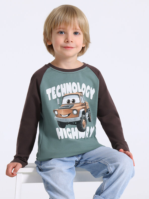 Апрель Лонгслив 580399 1ПДЛД4912001 серо-зеленый+темно-коричневый