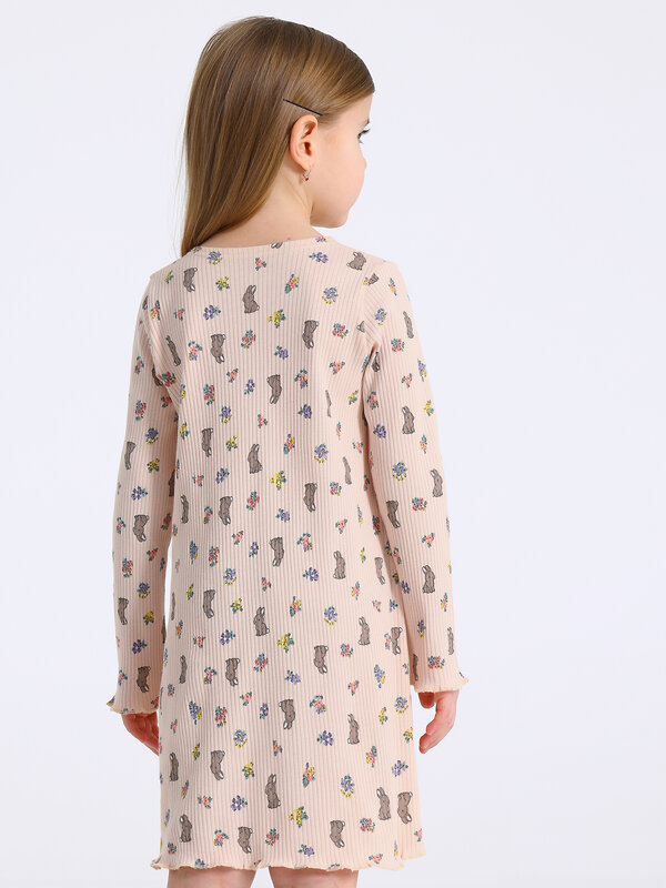Апрель Платье 580404 1ДПД5064223н зайки с цветами на персиковом