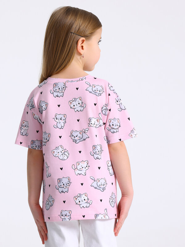 Апрель Футболка 580408 1ДДФК5052001н котята с сердечками на розовом